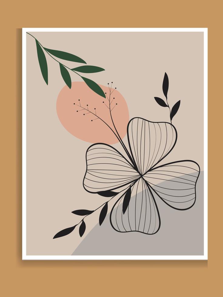 vector de fondo de naturaleza de arte abstracto. papel tapiz de arte de línea de forma moderna. hojas tropicales botánicas de follaje boho y diseño de motivos florales para la decoración del hogar, el arte de la pared, la publicación en las redes sociales y el fondo de la historia