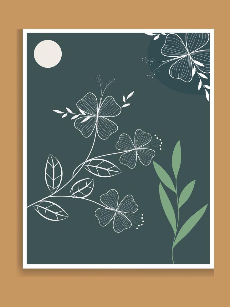 vector de fondo de naturaleza de arte abstracto. papel tapiz de arte de línea de forma moderna. hojas tropicales botánicas de follaje boho y diseño de motivos florales para la decoración del hogar, el arte de la pared, la publicación en las redes sociales y el fondo de la historia