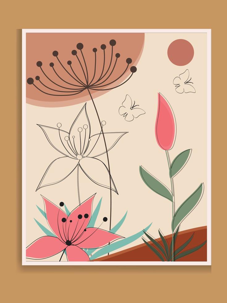 Flat design colorful wall art illustration. Vector illustration