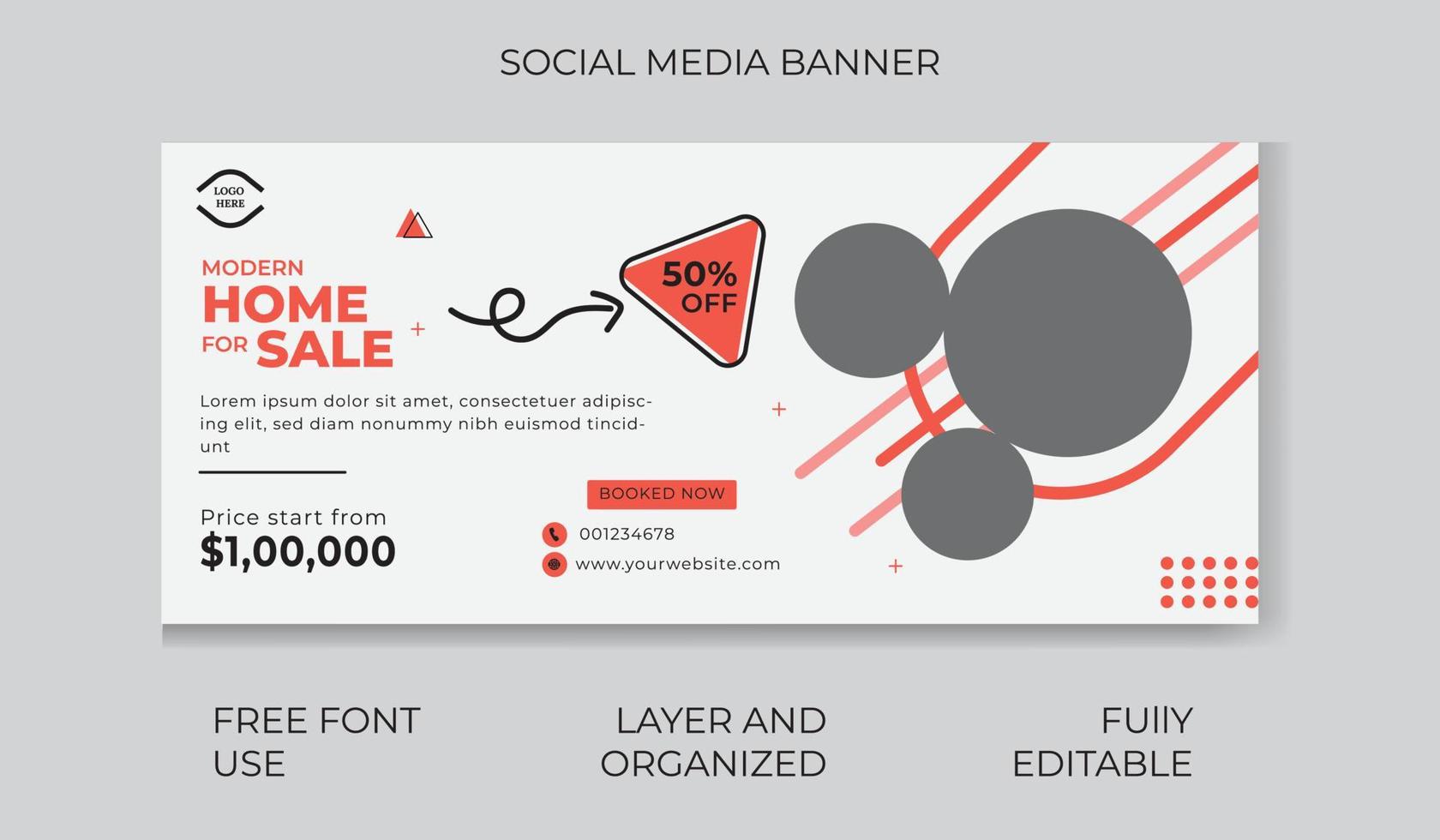 Modern Home Sale Social media Cover Template vecrtor. vector