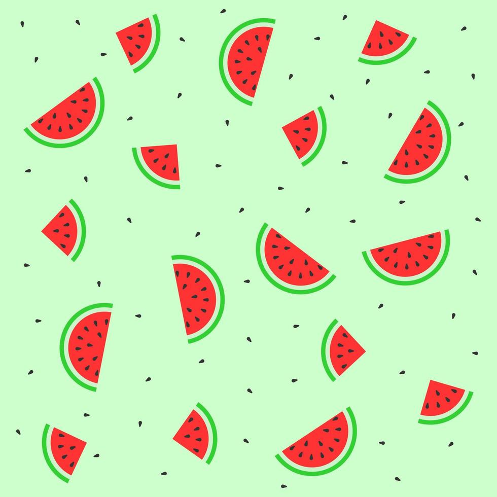 Watermelon pattern vector background. Watermelons on light green background. Pro vector illustration.