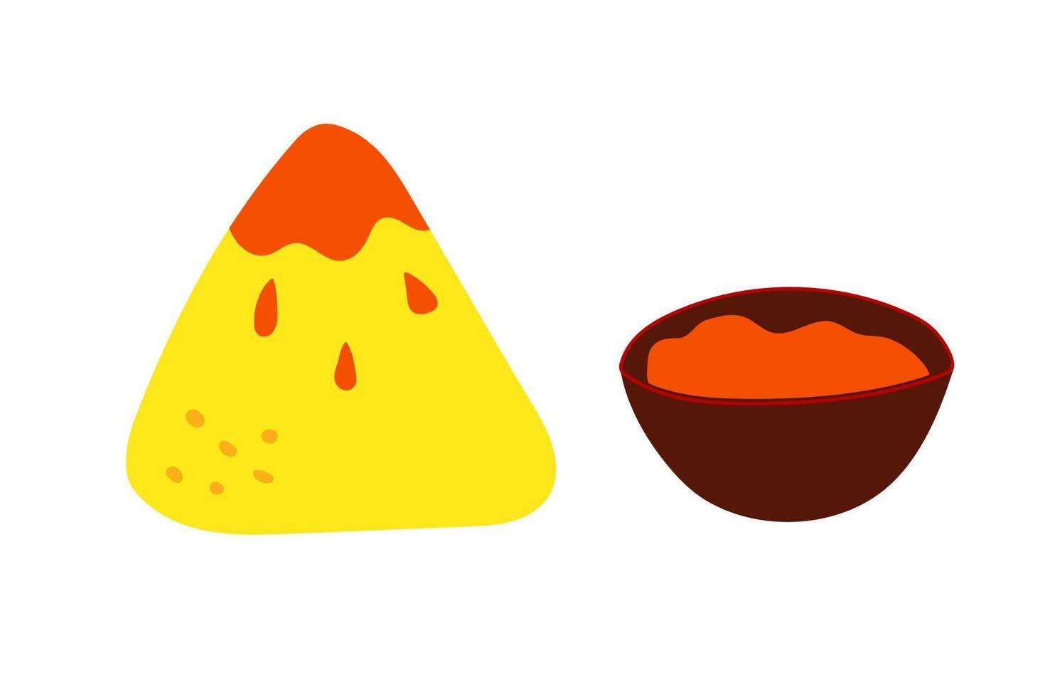 nachos de chips de maíz con salsa de tomate picante. cocina nacional de mexico. ilustración de comida plana de vector