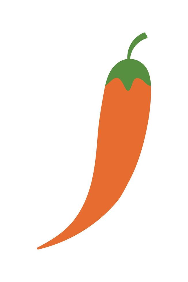 Red chili pepper vector doodle flat illustration on white background