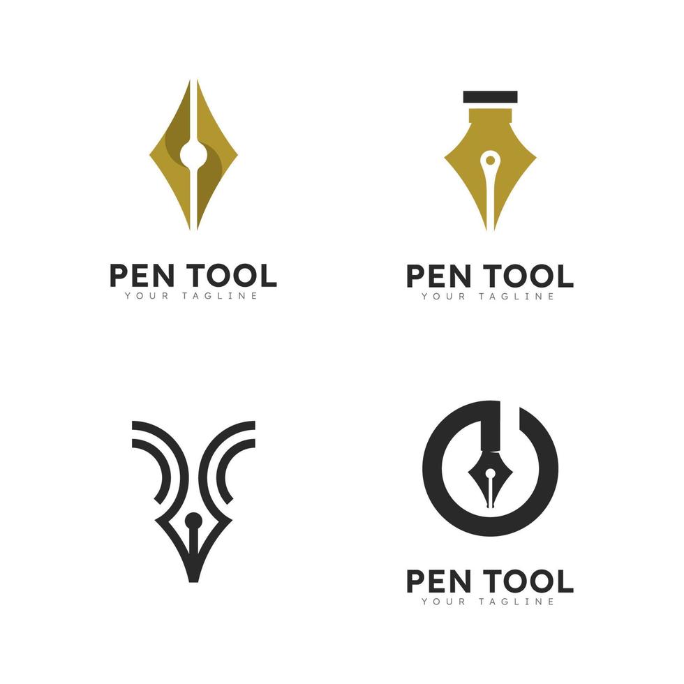 Pen logo tool gradient colorful style vector
