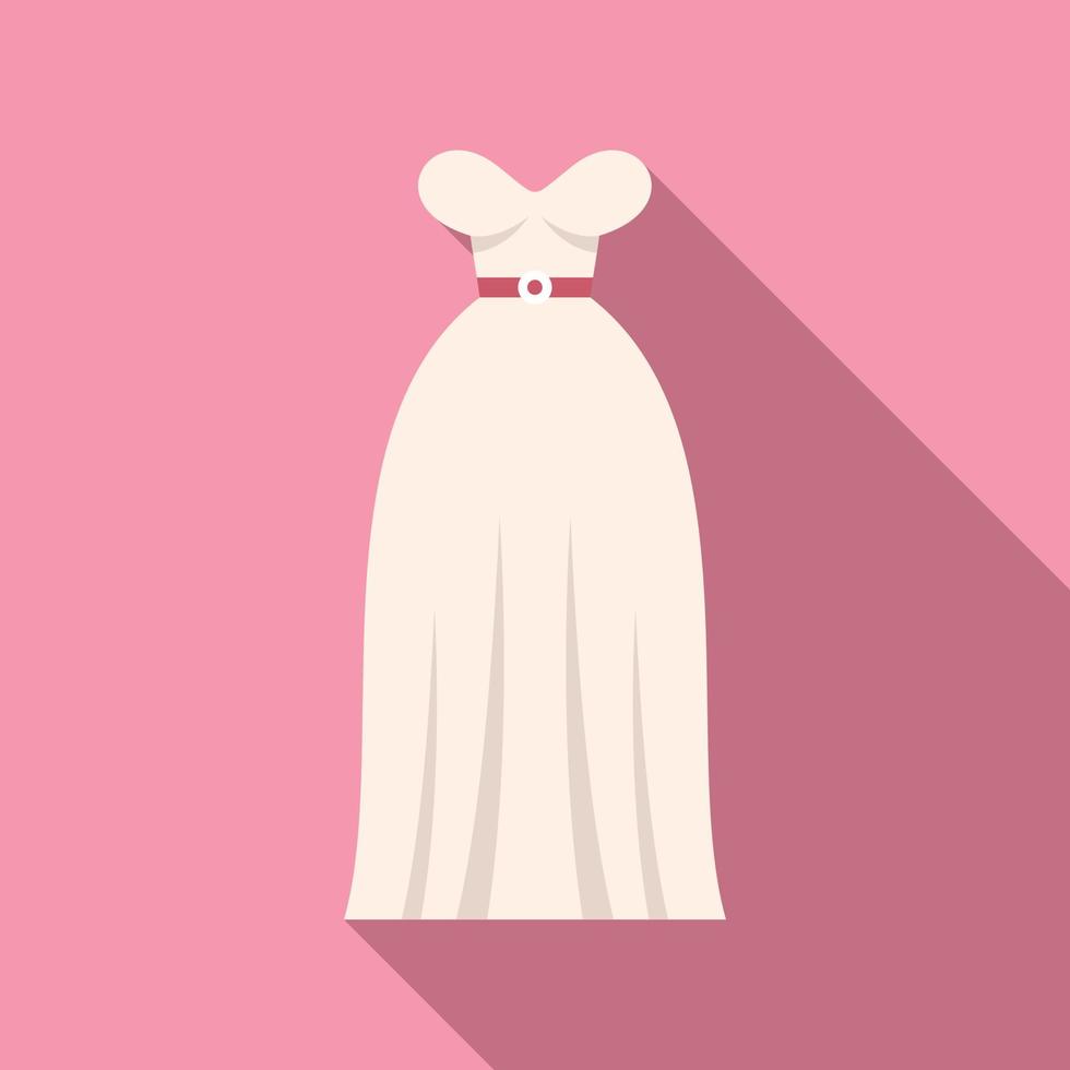 Wedding dress shower icon flat vector. Bride veil vector