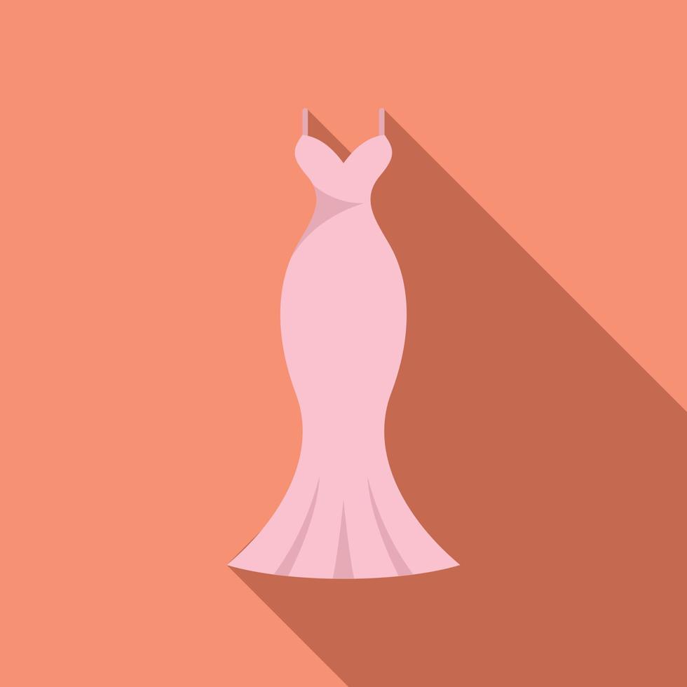 Elegant wedding dress icon flat vector. White veil vector