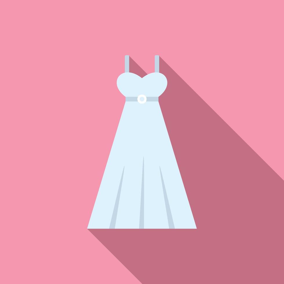 Wedding dress shape icon flat vector. Bridal veil vector