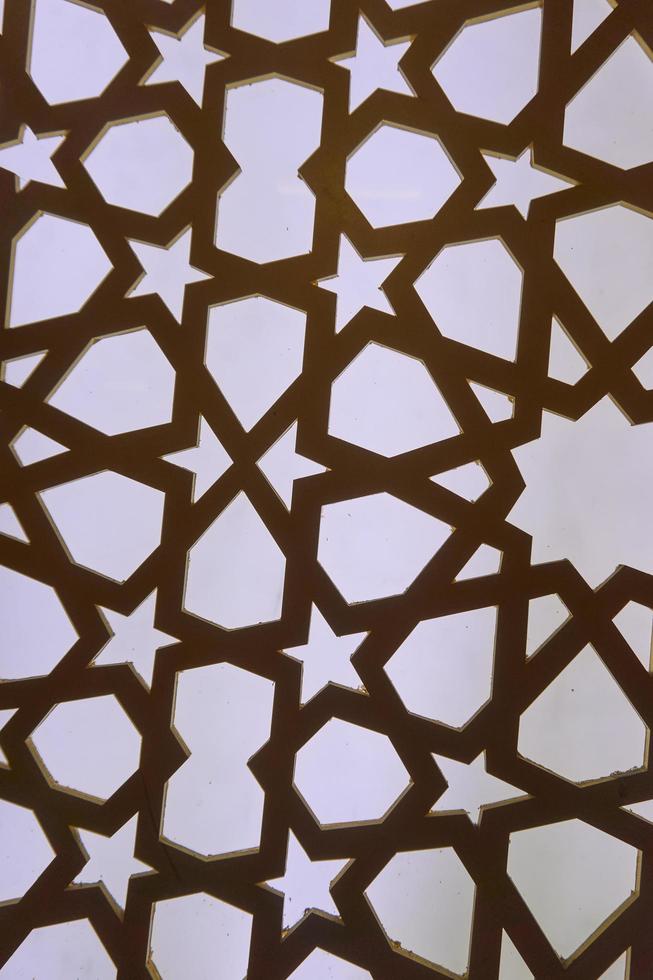 Silhouette of laser cut template panel with light. Arabian ornamental panel set. Silhouette or backlight ornament for background. photo