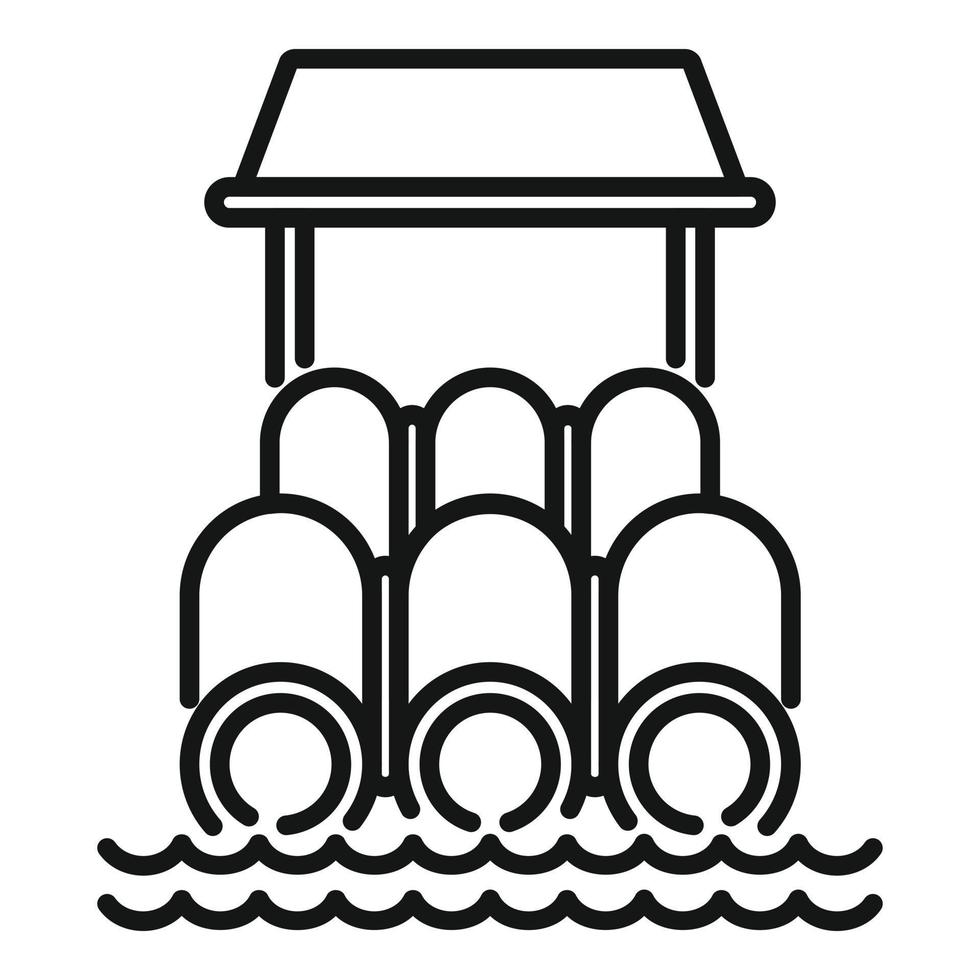 Triple water tubes icon outline vector. Pool slide vector
