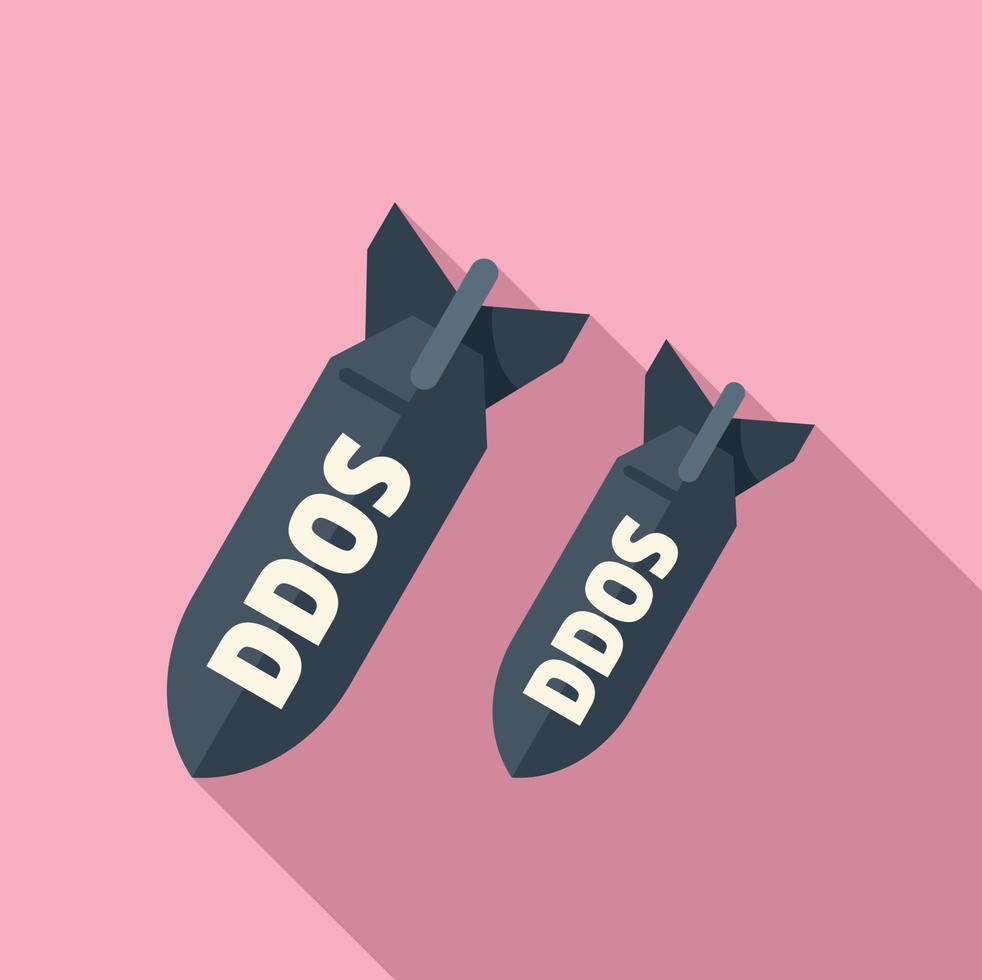 Doos attack bomb icon flat vector. Laptop error vector