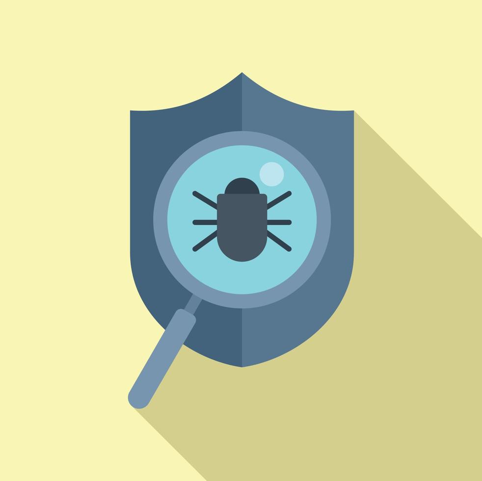 Bug shield icon flat vector. Virus hacker vector