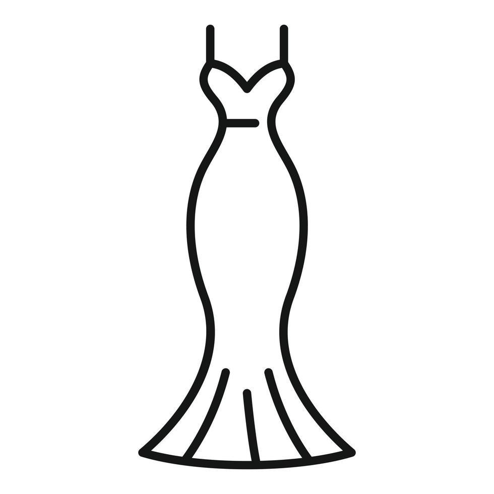 Elegant wedding dress icon outline vector. White veil vector