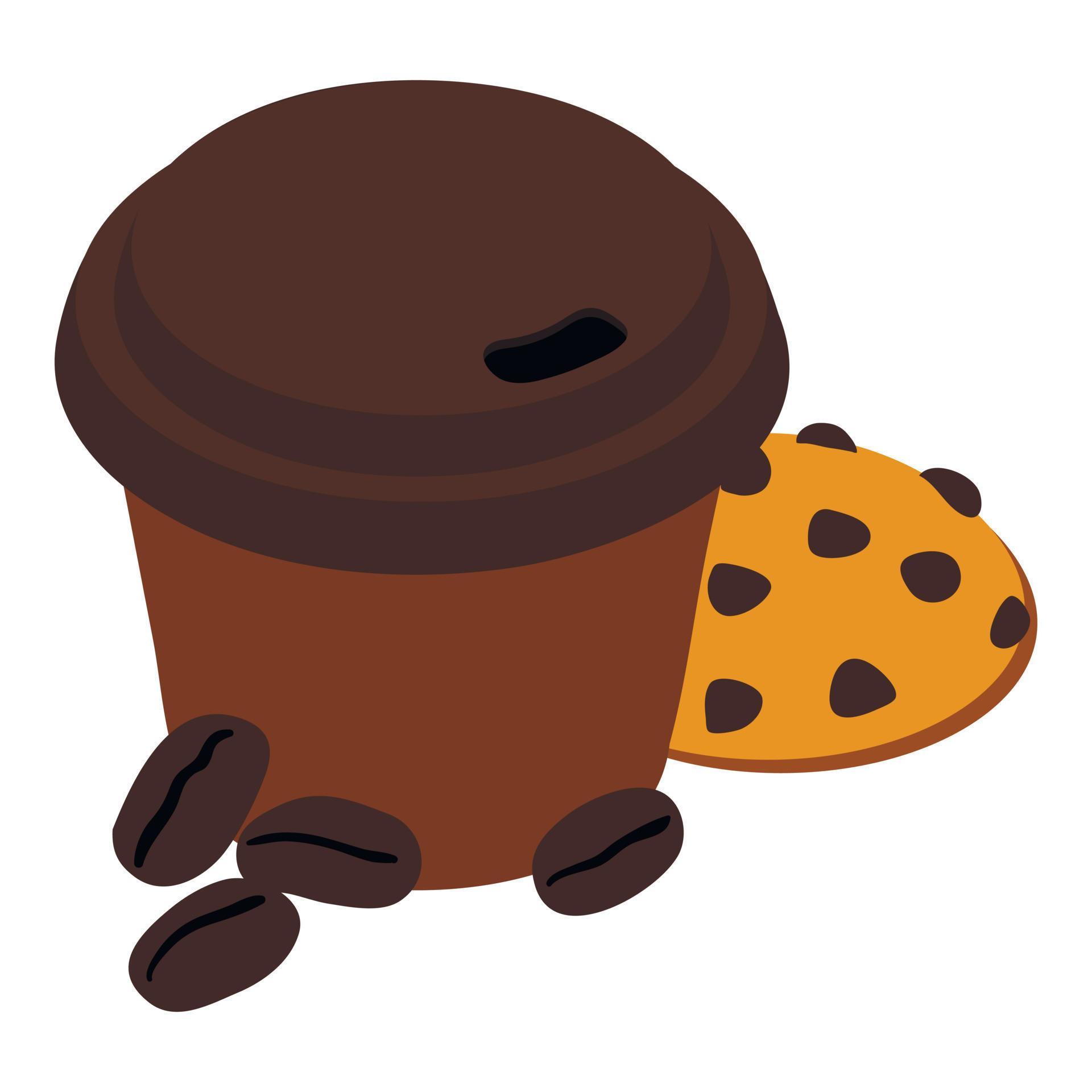 Coffee break icon isometric vector. Coffee in take away cup and crumb