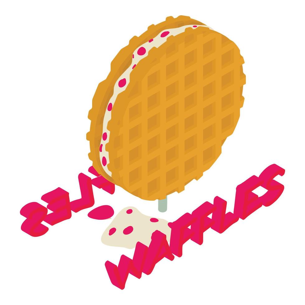 Belgian waffle icon isometric vector. Traditional waffle with sweet filling icon vector