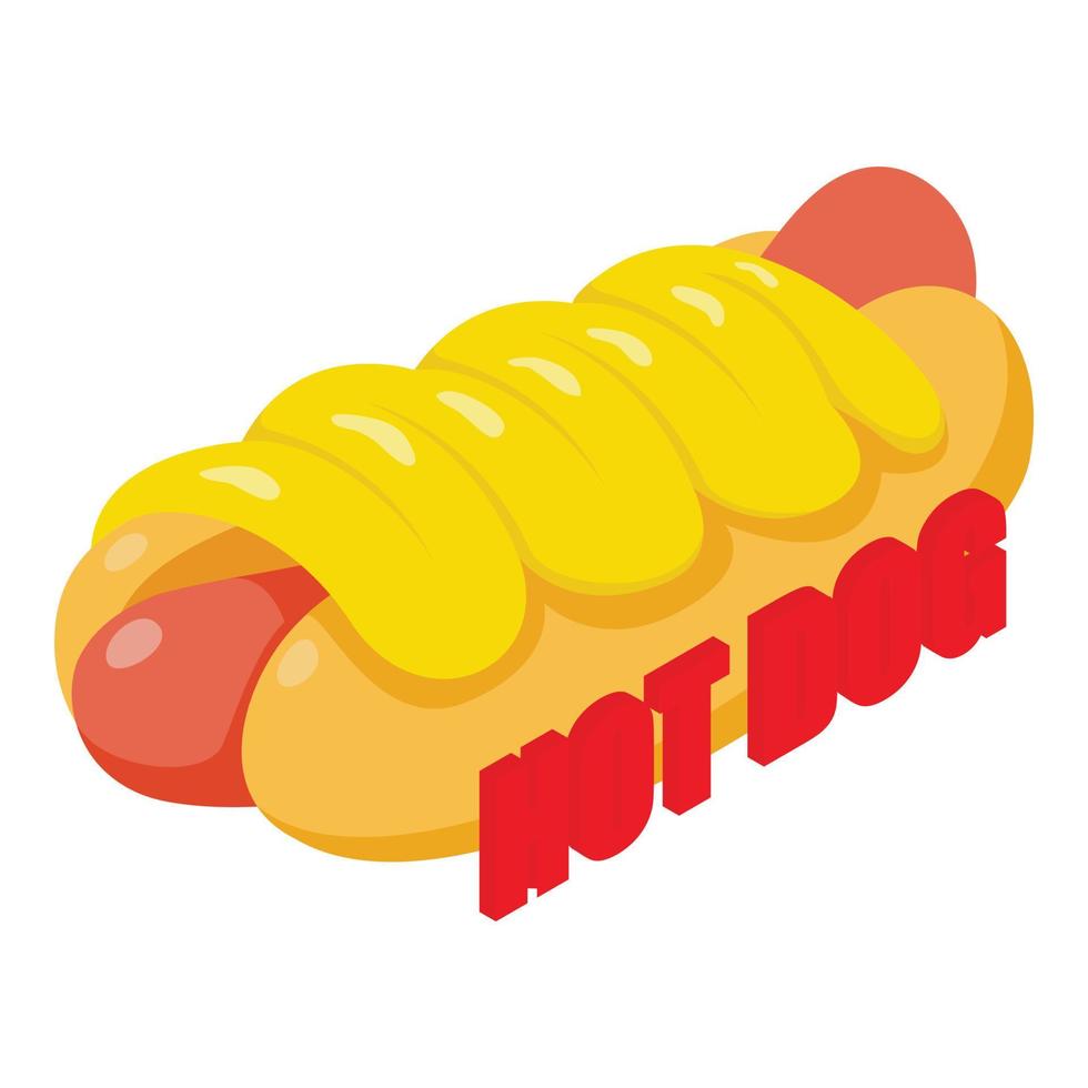 Hot dog icon isometric vector. Fresh prepared sandwich with sausage and mustard vector