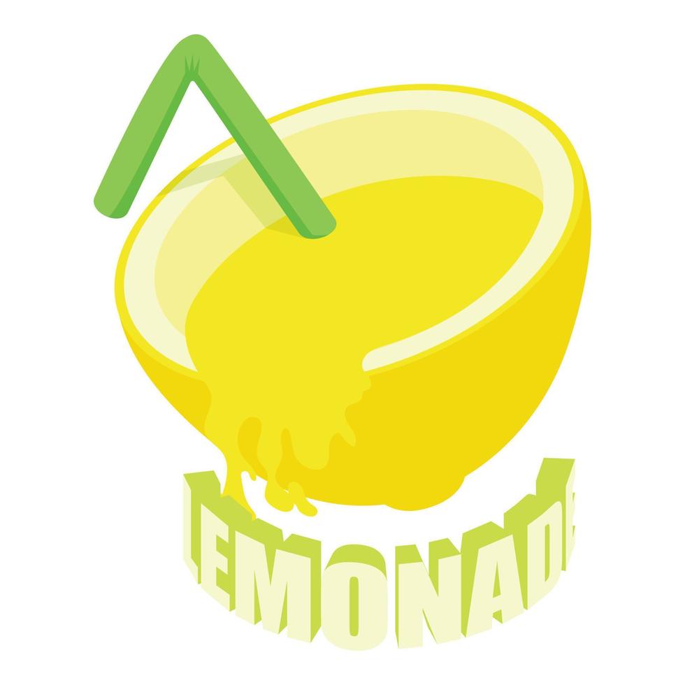limonada icono isométrica vector. frío refrescante bebida en limón medio con Paja vector