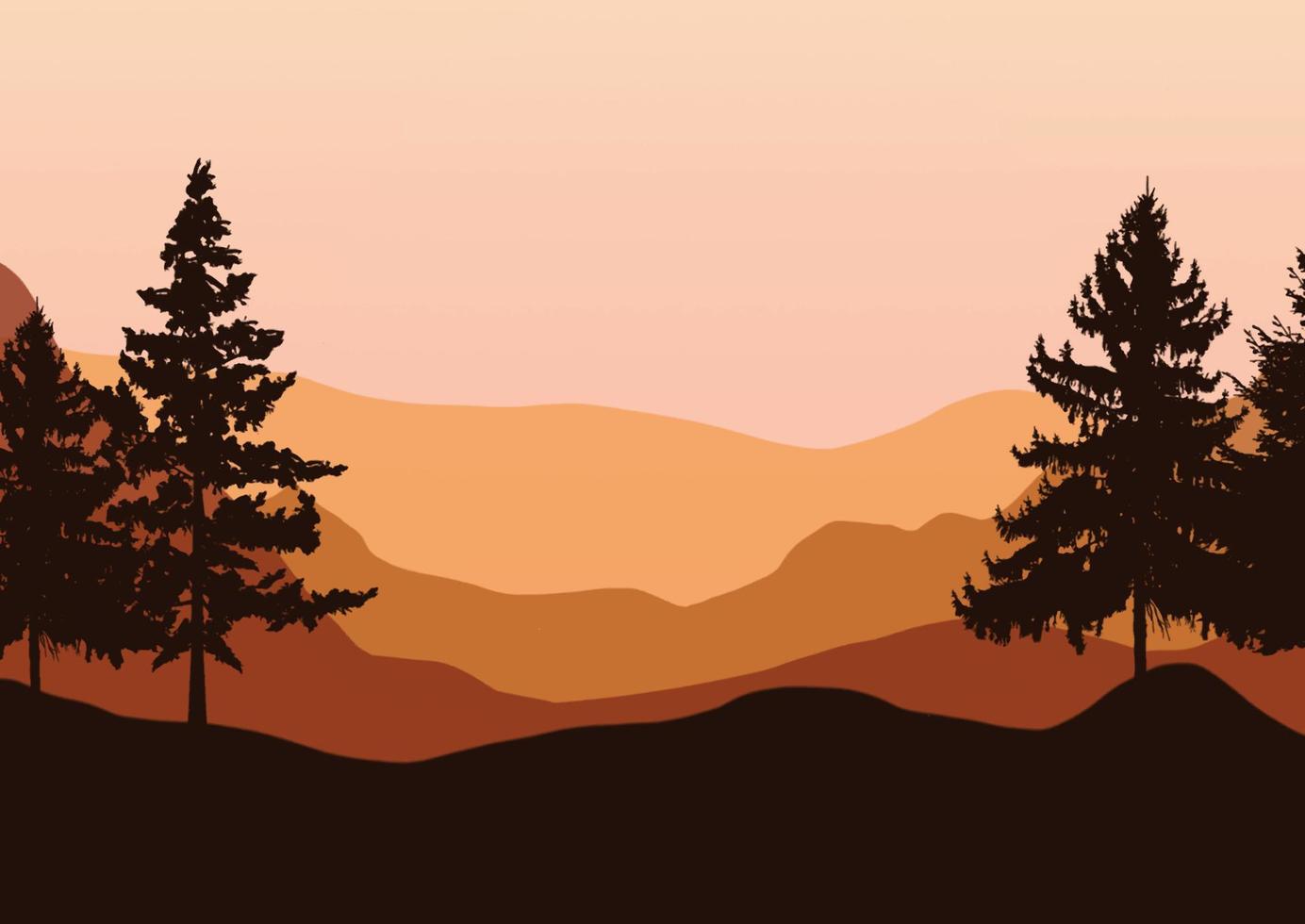 hand drawn mountain landscape background vector