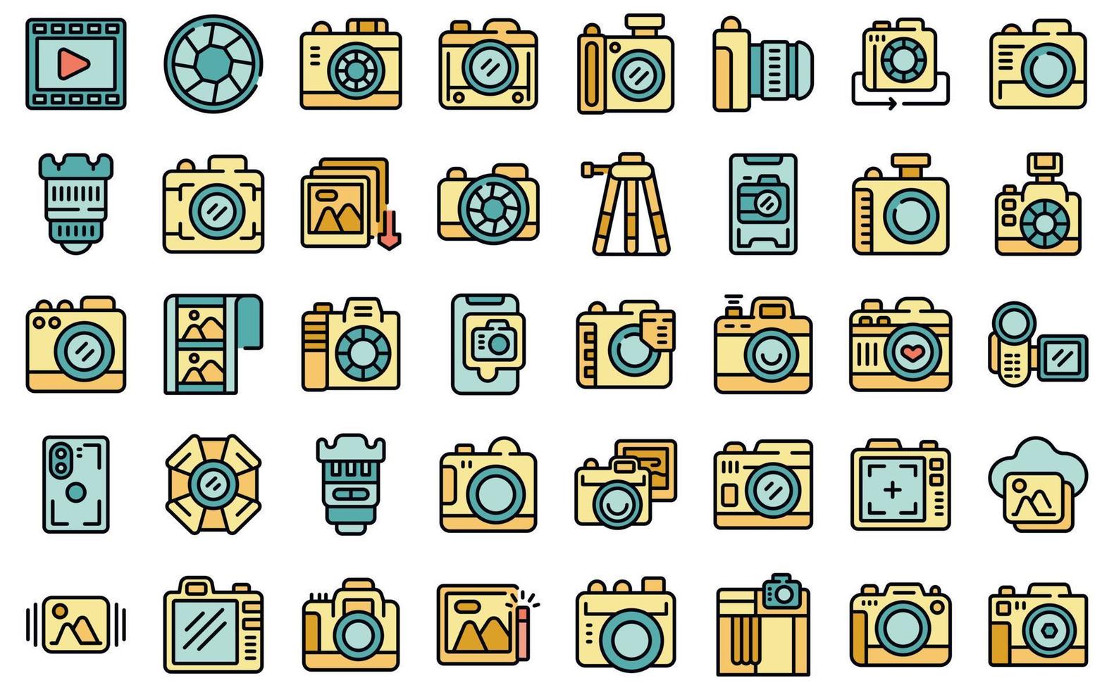 Photo camera icons set vector flat