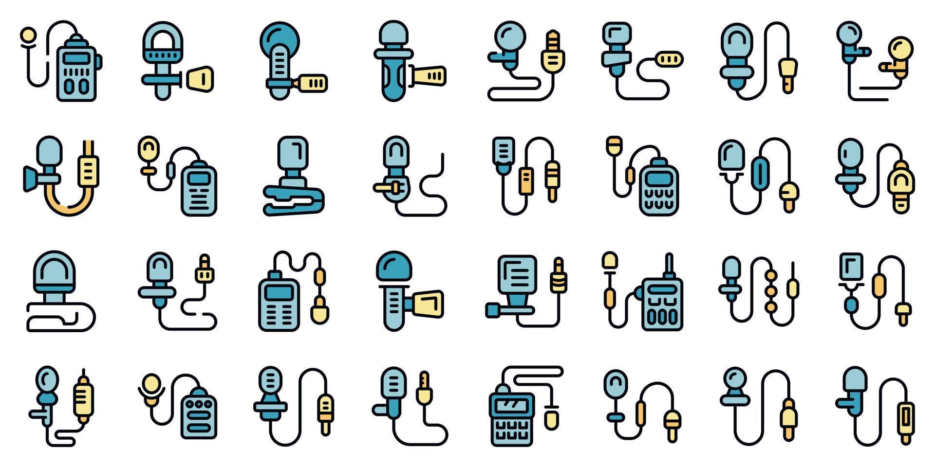 Lapel microphone icons set vector flat 20266747 Vector Art at Vecteezy