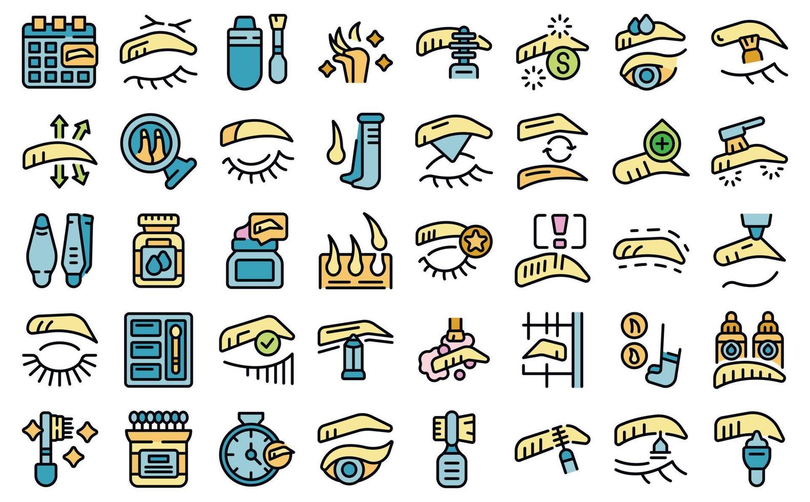 Eyebrow correction icons set vector flat