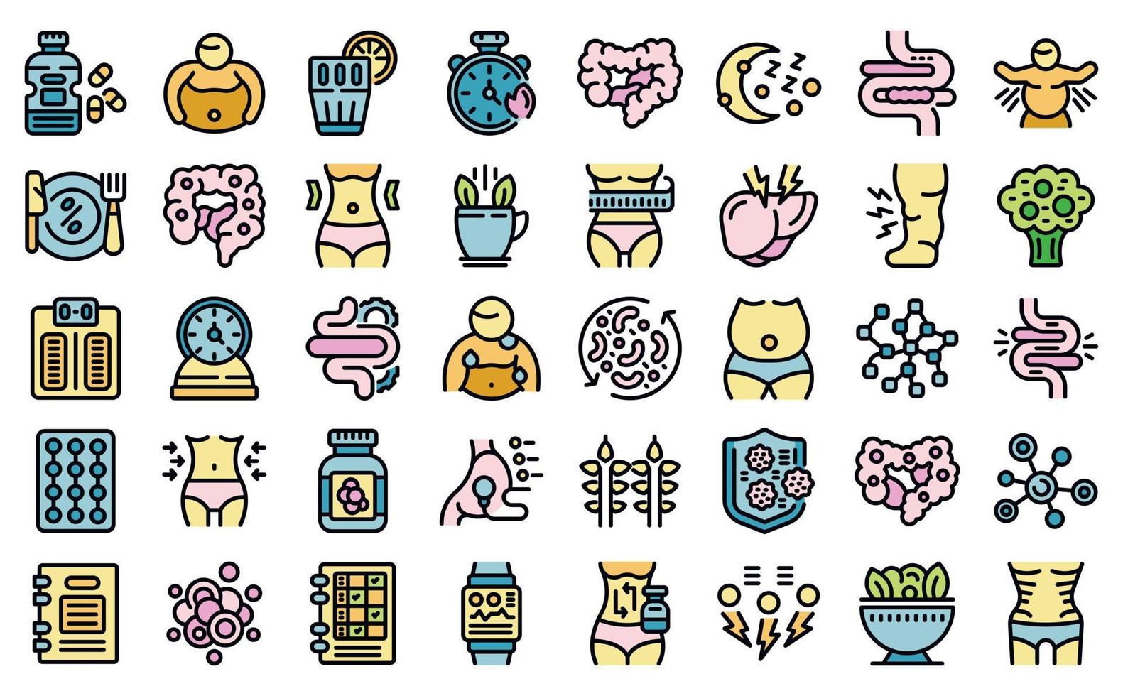 Belly icons set vector flat