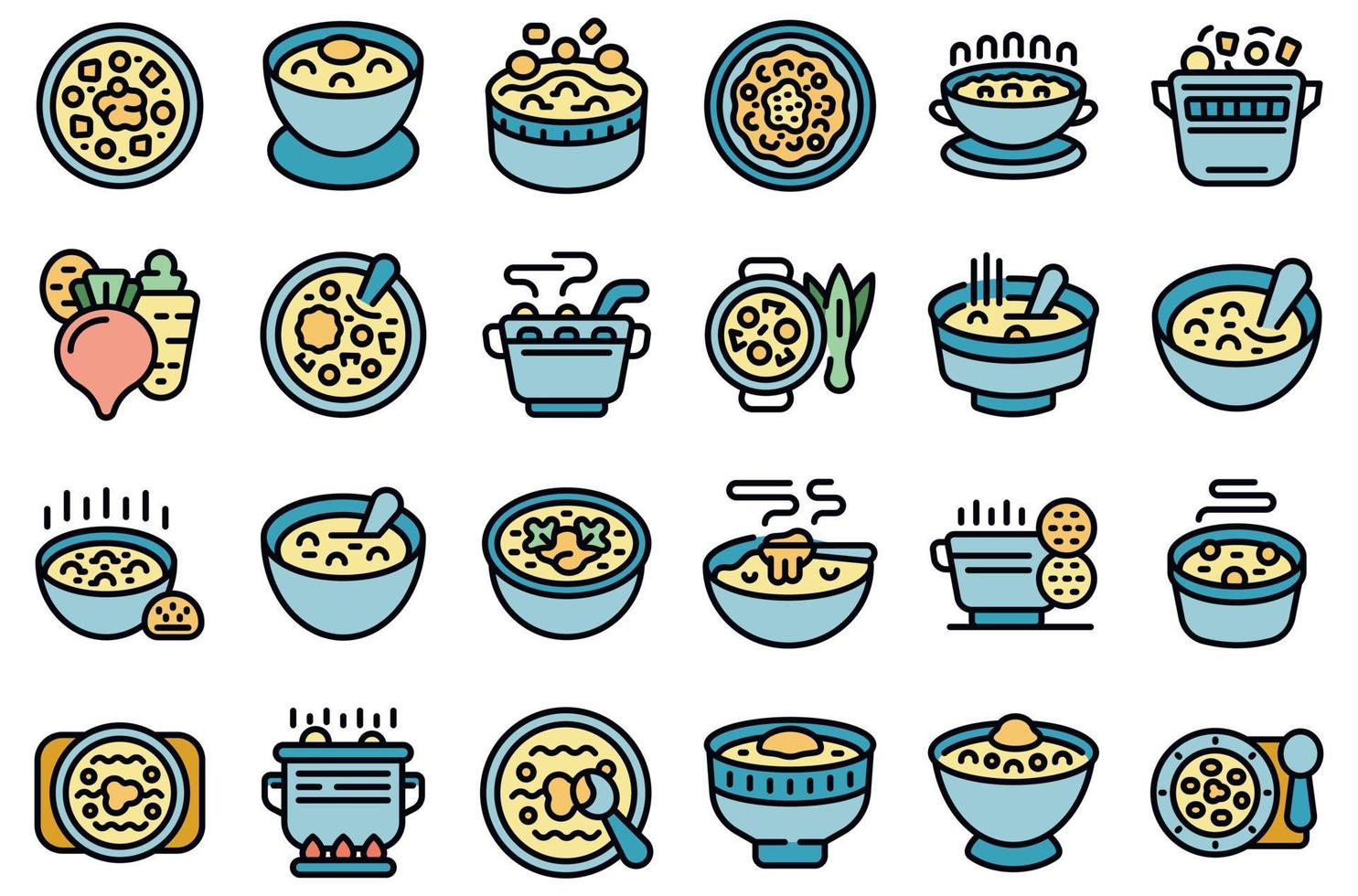 borsch íconos conjunto vector plano