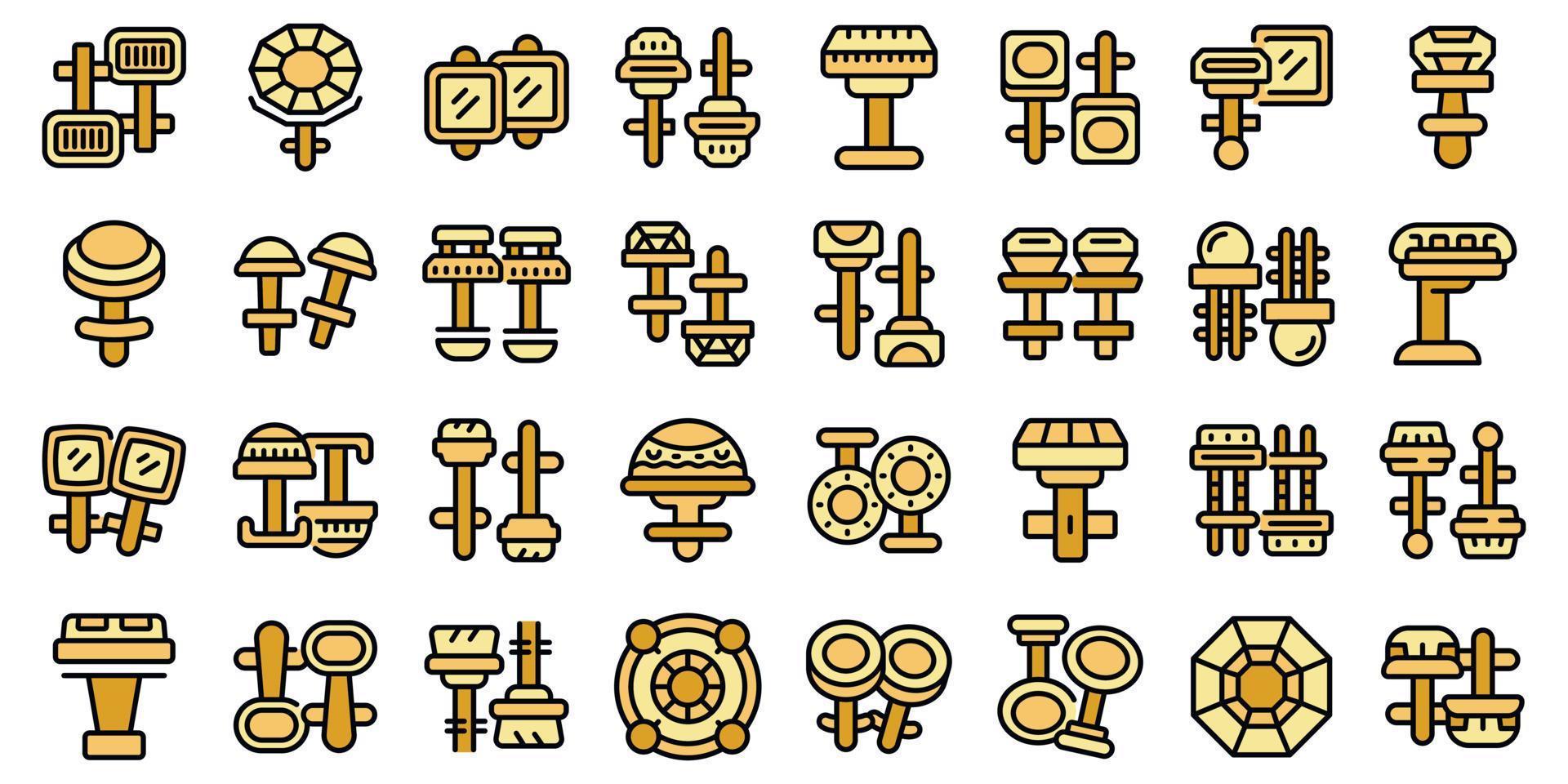 Cufflinks icons set vector flat