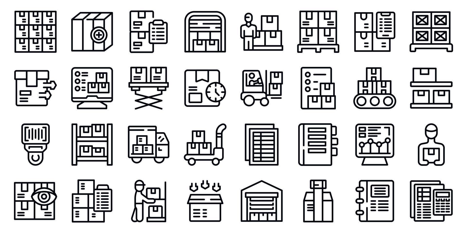 Storekeeper icons set outline vector. Worker wood vector