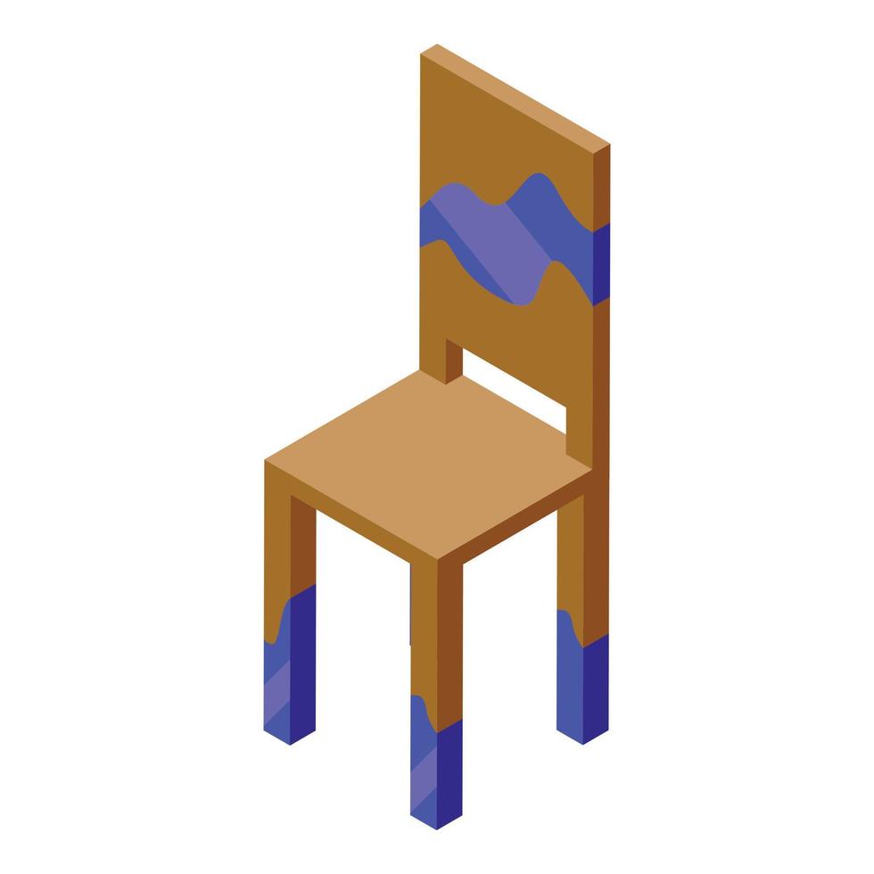 Chair epoxy resin icon isometric vector. Wood texture vector
