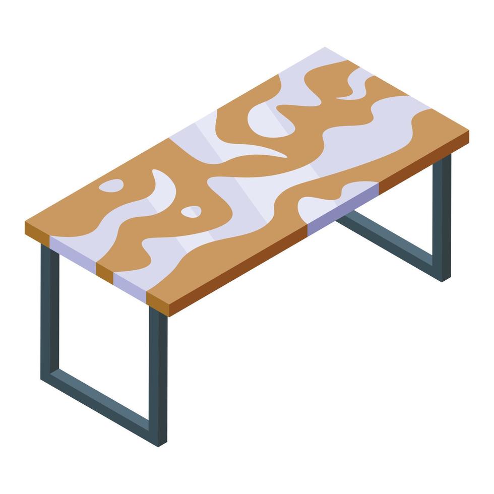 Reading table epoxy icon isometric vector. Wood resin vector