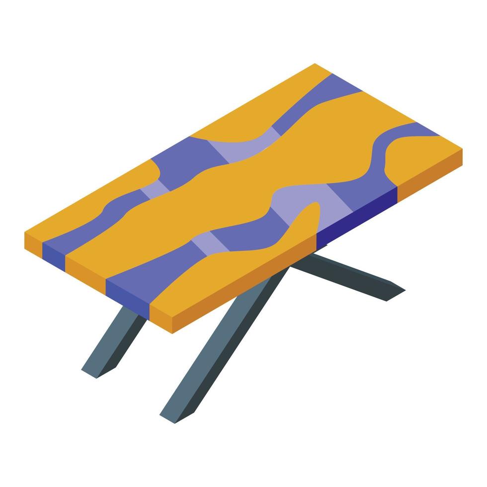 Table epoxy resin icon isometric vector. Wood texture vector