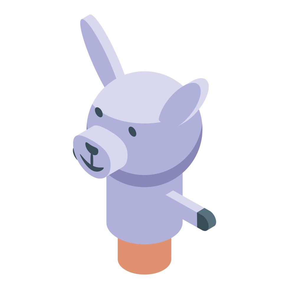 Rabbit puppet doll icon isometric vector. Child stage vector