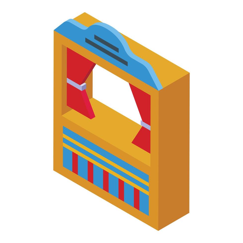 Puppet theater window icon isometric vector. Child show vector