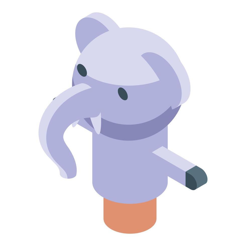 Elephant puppet doll icon isometric vector. Child stage vector