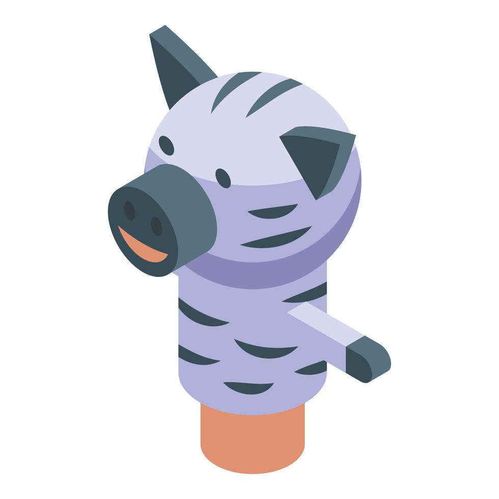 Zebra puppet doll icon isometric vector. Child stage vector