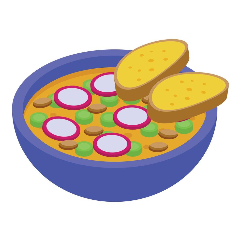 Vegetables soup icon isometric vector. Family reunion vector