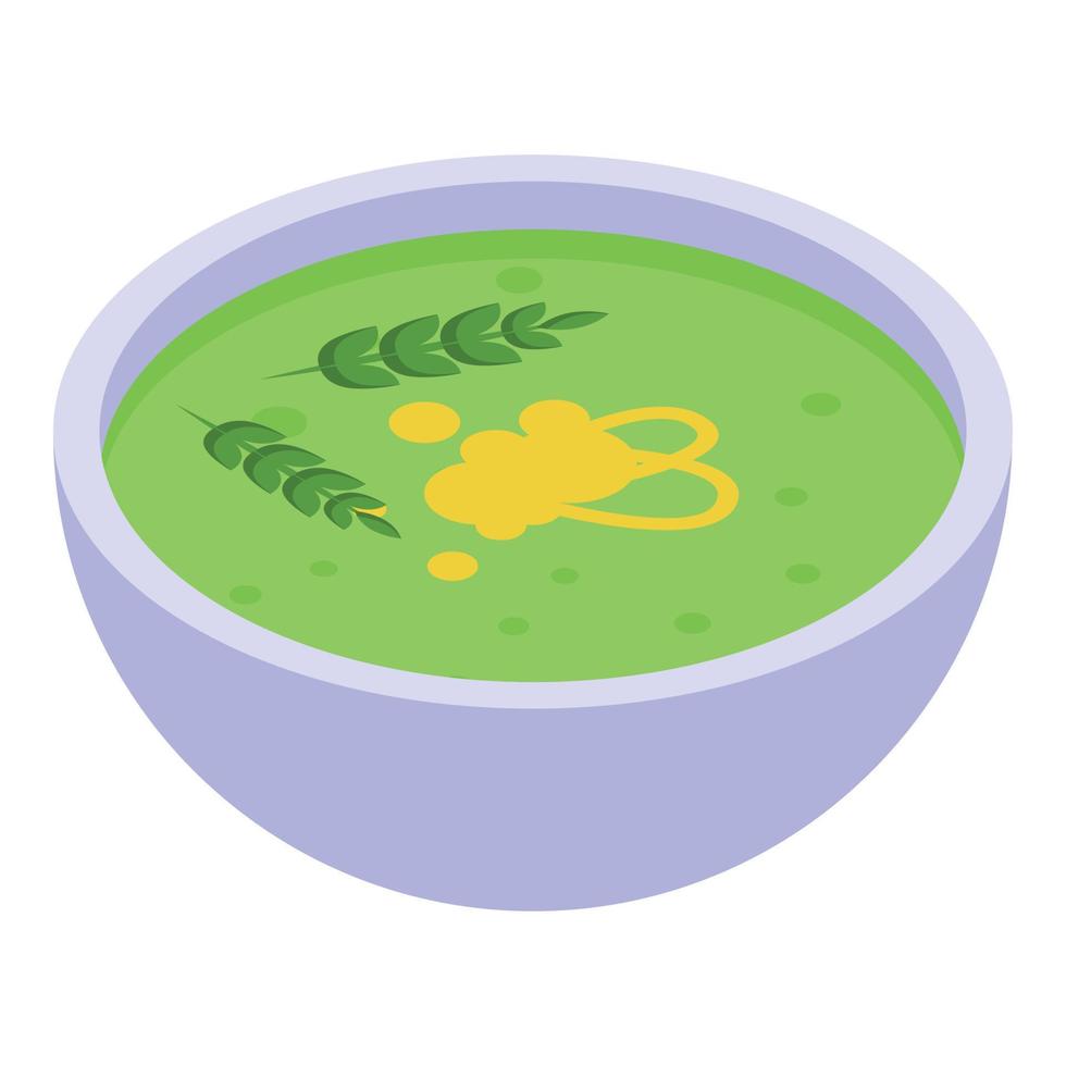 verde sopa icono isométrica vector. cena comida vector