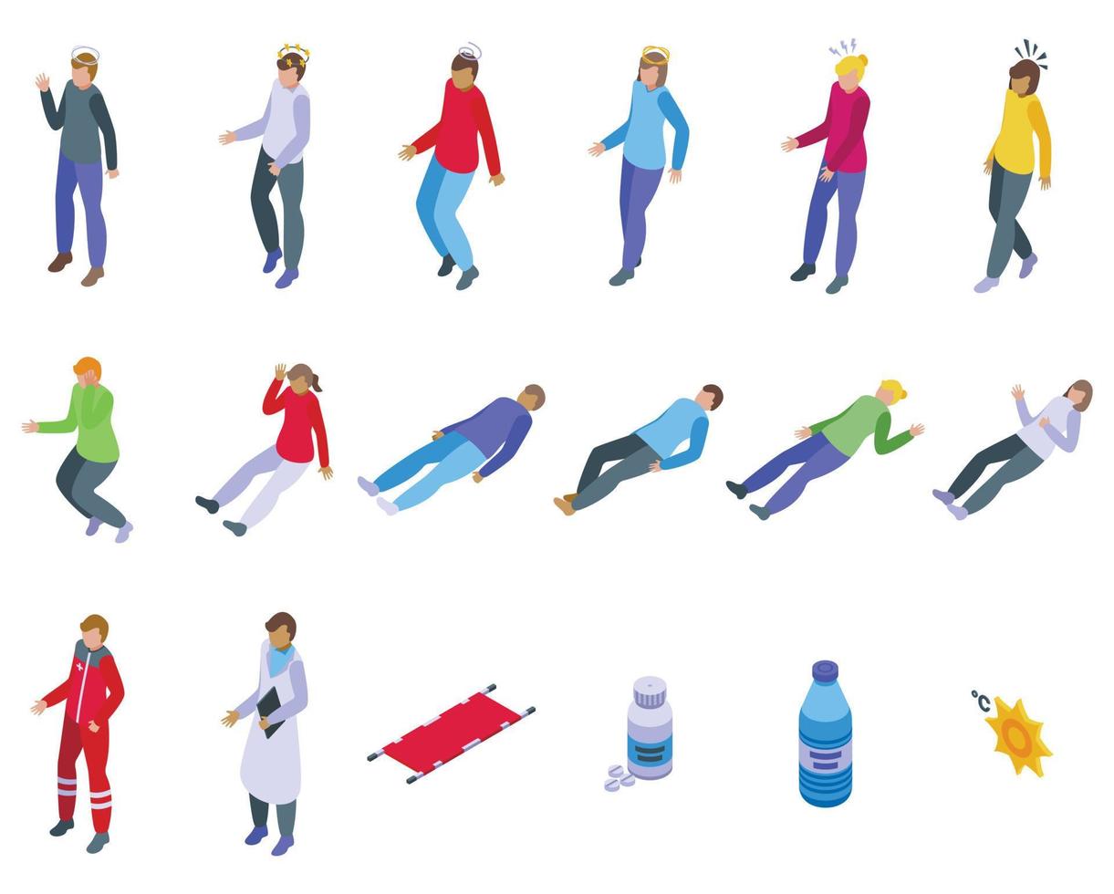 Fainting icons set isometric vector. Person accident vector