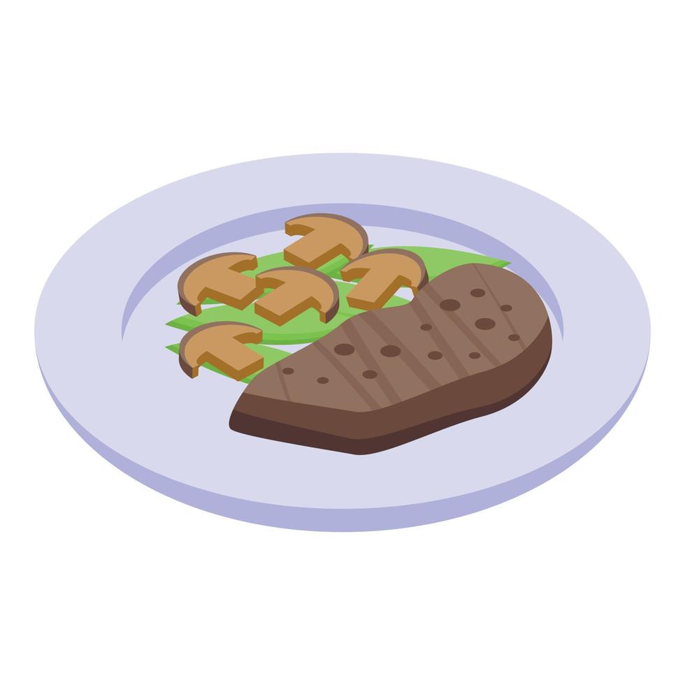 Mushroom meat food icon isometric vector. Family dinner vector