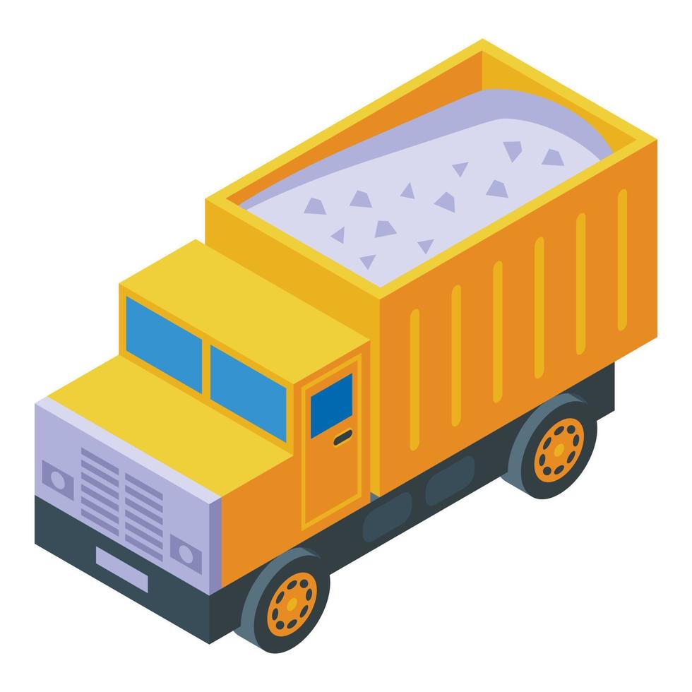 Construction truck icon isometric vector. Worker team vector