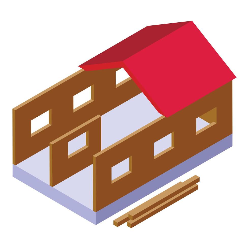 House building icon isometric vector. Worker construction vector