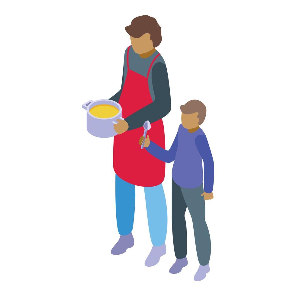 Dad cooking icon isometric vector. Family parent vector