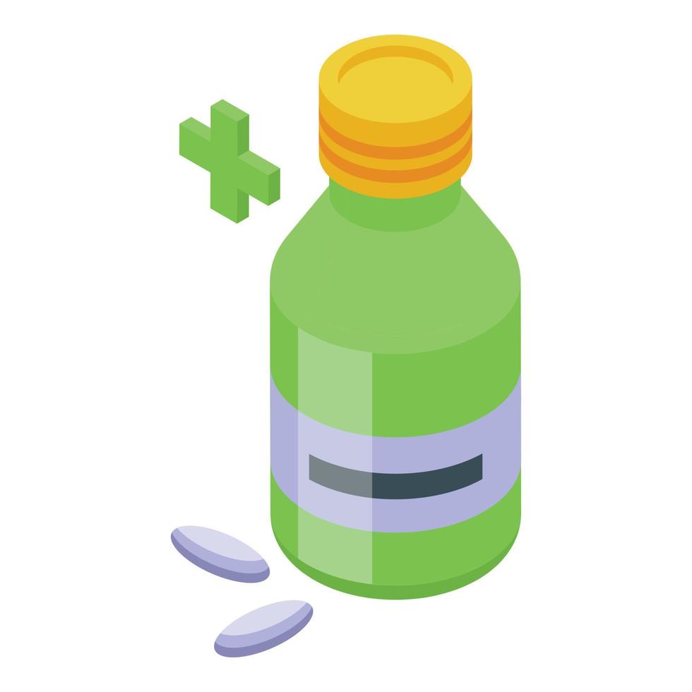 Child pills icon isometric vector. Kid care vector