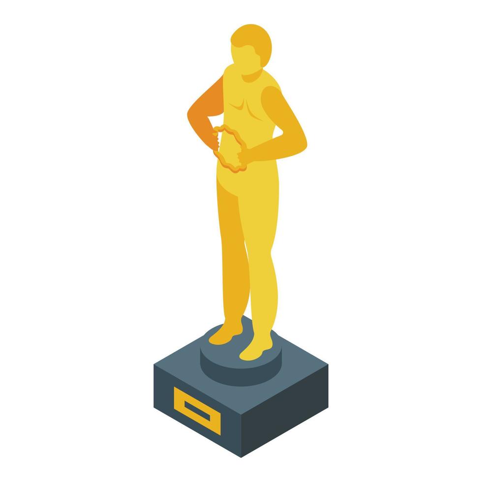 oro estatua icono isométrica vector. premio premio vector