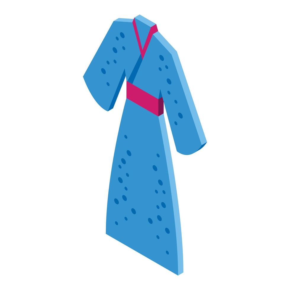 Long blue kimono icon isometric vector. Asian culture vector