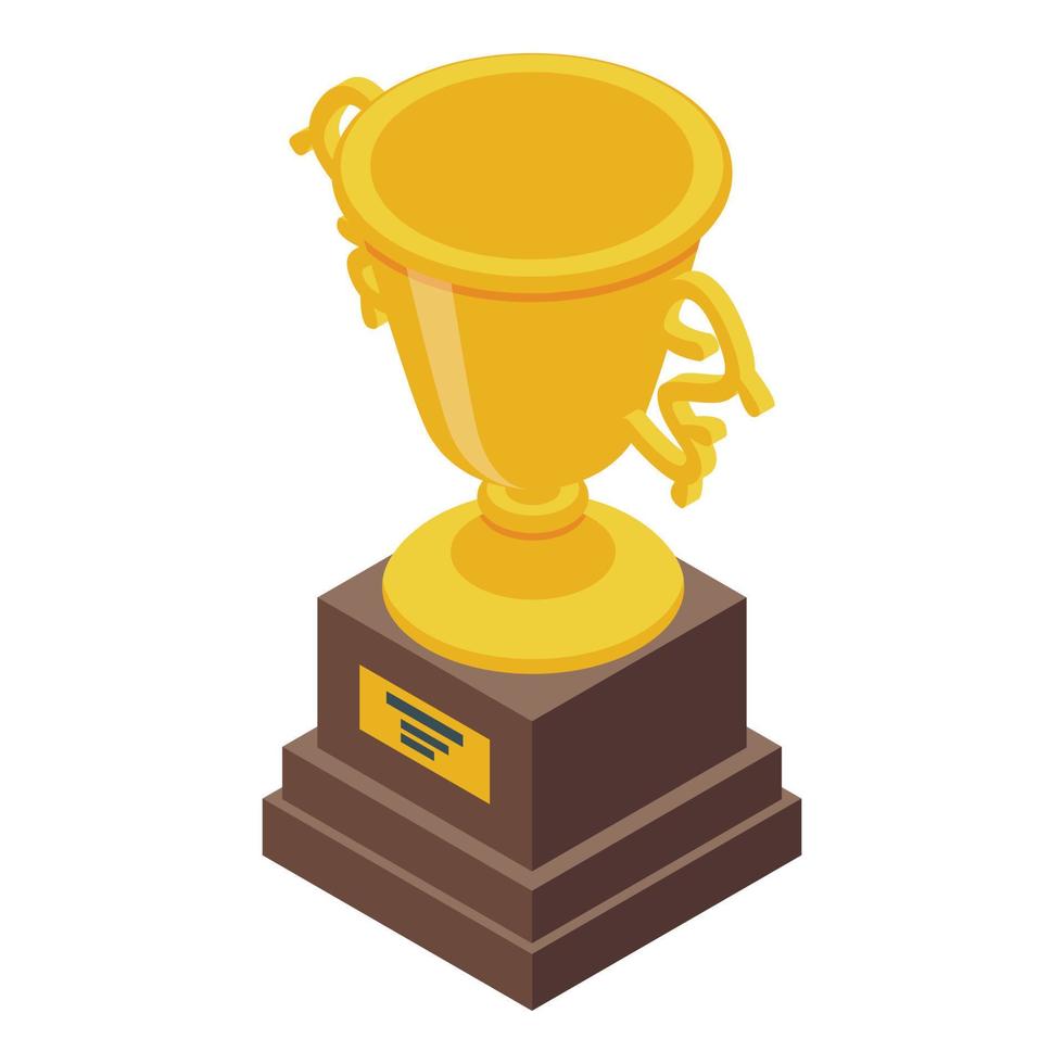 Big gold cup icon isometric vector. Winner award vector