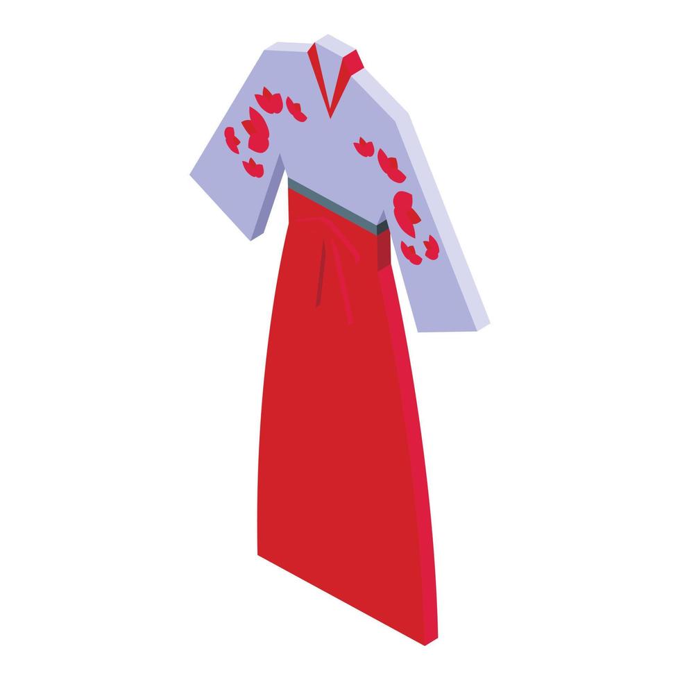 Red white fashion icon isometric vector. Japan woman vector