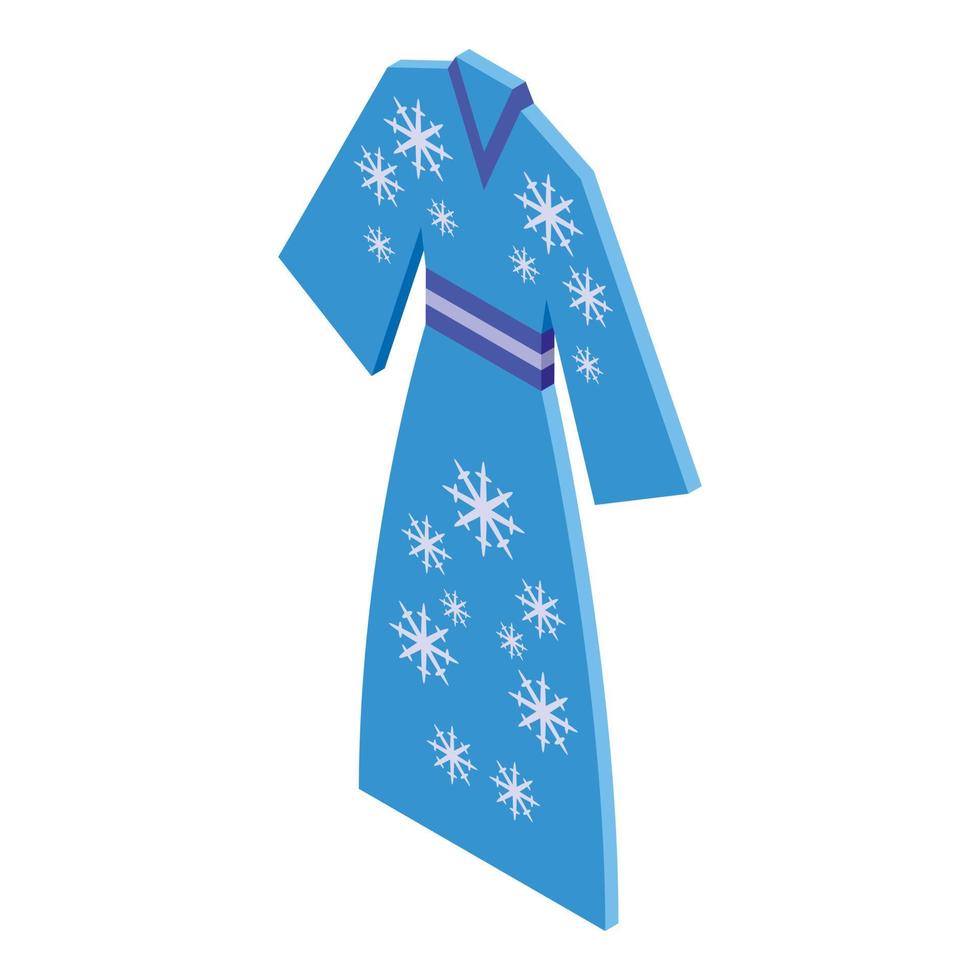 Blue snowflake kimono icon isometric vector. Japan geisha vector