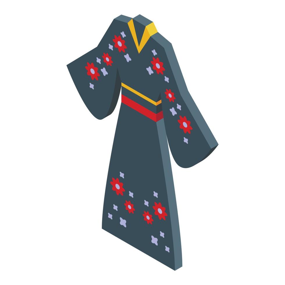 Black flower kimono icon isometric vector. Asian culture vector