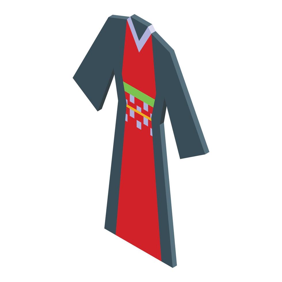 negro rojo kimono icono isométrica vector. Japón cultura vector